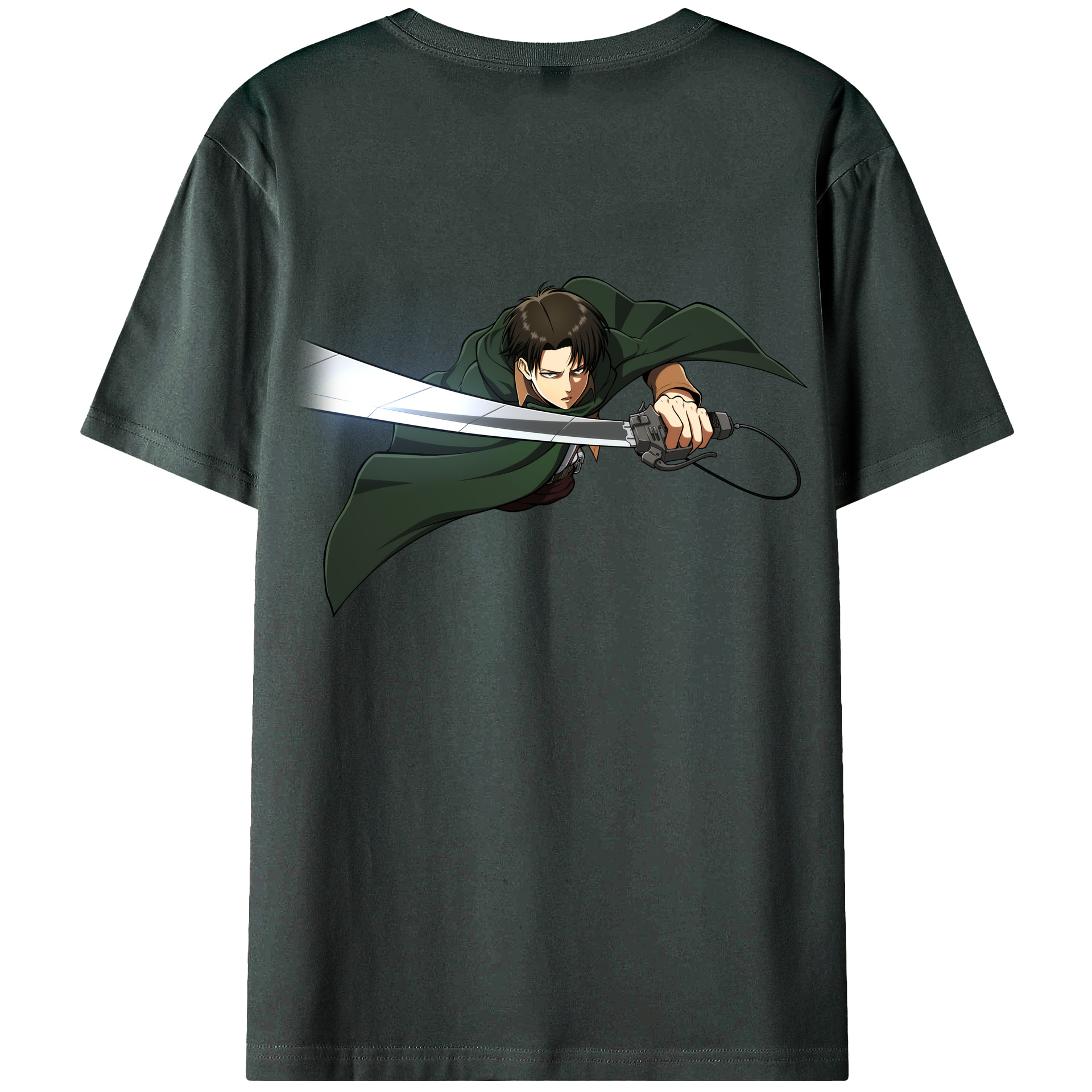 （画像用） 進撃の巨人 リヴァイ·アッカーマン Attack on Titan Levi Ackerman 綿100％ メンズ半袖Tシャツ（バックプリント） 通気性